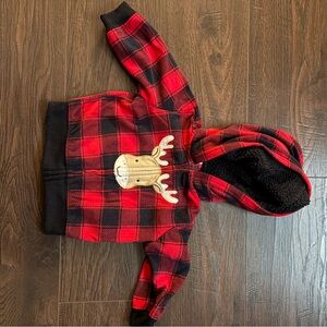 Carter's Red and Black Plaid Jacket with Moose